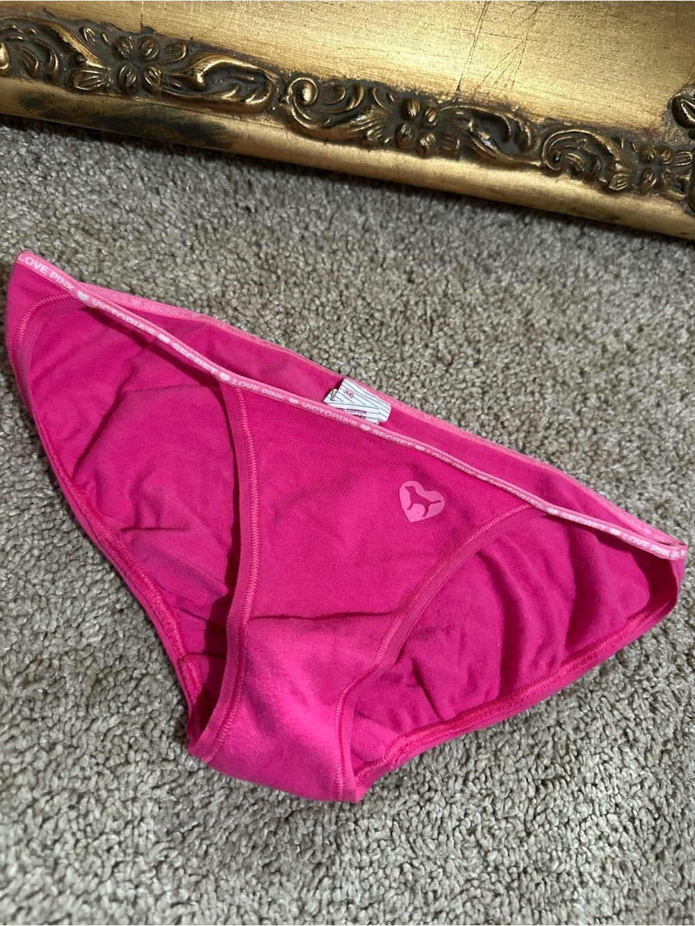 New Vintage Pink Victoria's Secret 2005 Pink Heart Dog Bikini Size XS